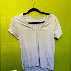 Blue shirt sleeve v-neck